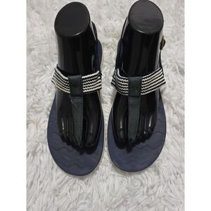 Sperry‎ Women's Shoe Size 8.5M Blue Striped Sling Thong Strap Sandals